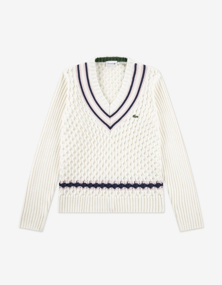 Girls Mixed Stitch Jumper in Ivory