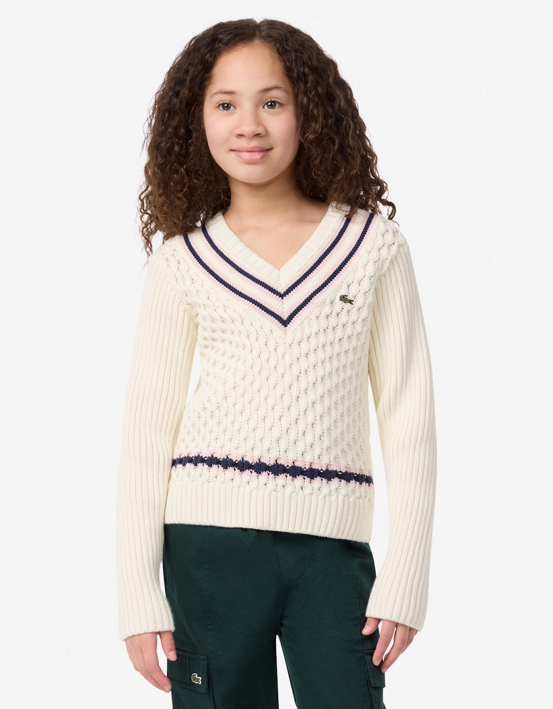 Girls Mixed Stitch Jumper in Ivory