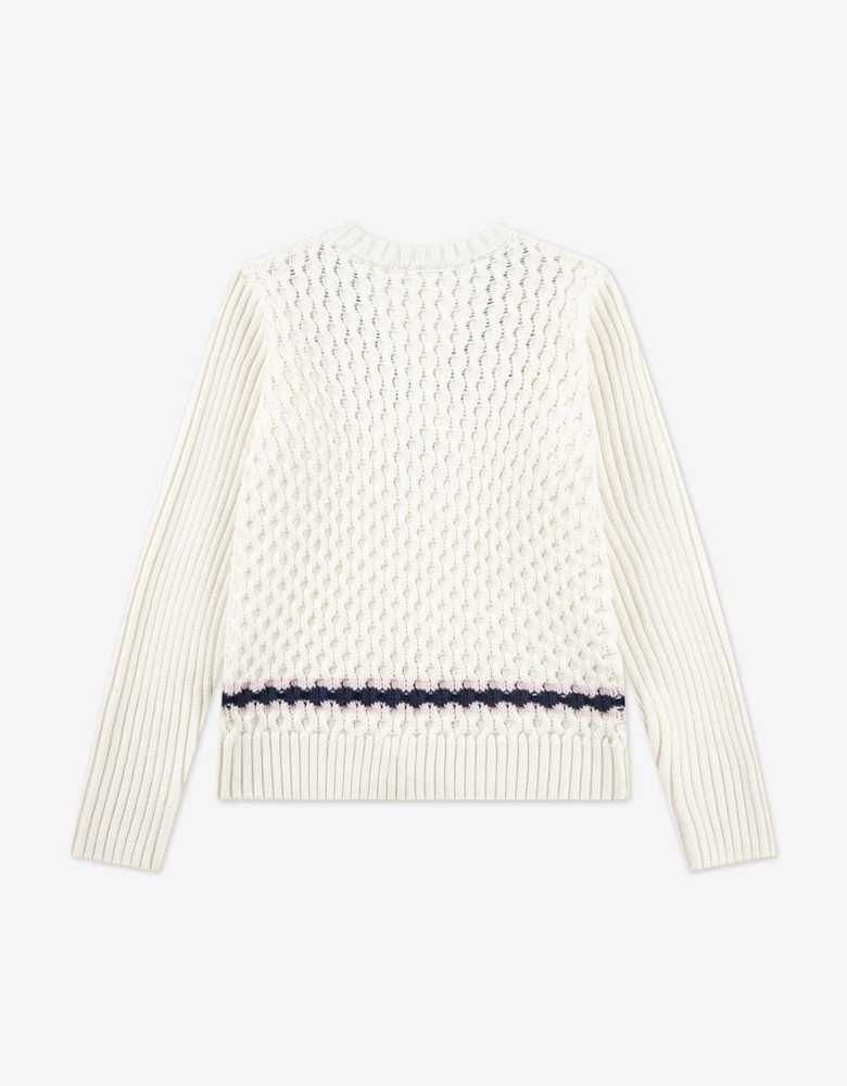 Girls Mixed Stitch Jumper in Ivory