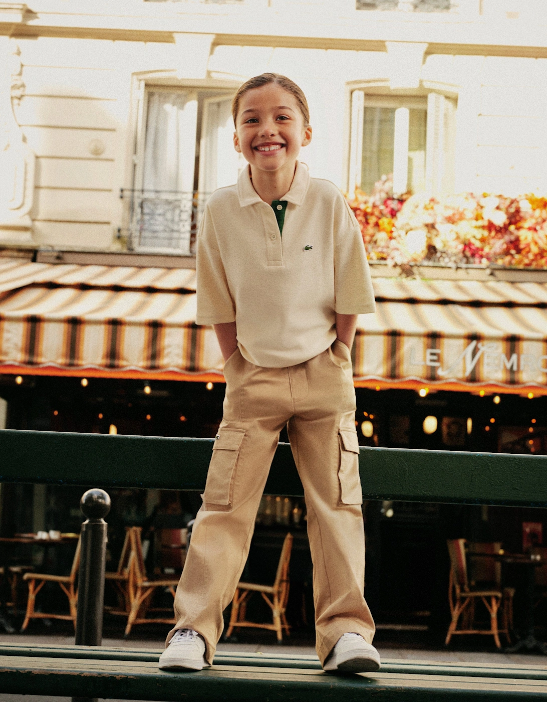 Girls Oversized Polo Shirt in Ivory