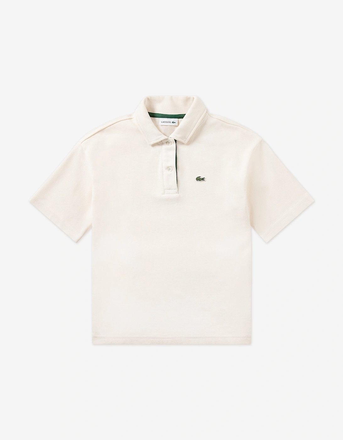 Lacoste Girls Cream 'S Oversized Polo Shirt In Ivory - Size: 16 Years Kids
