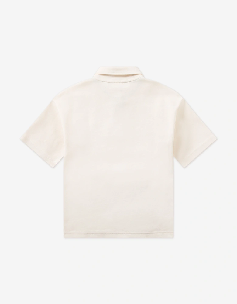 Girls Oversized Polo Shirt in Ivory