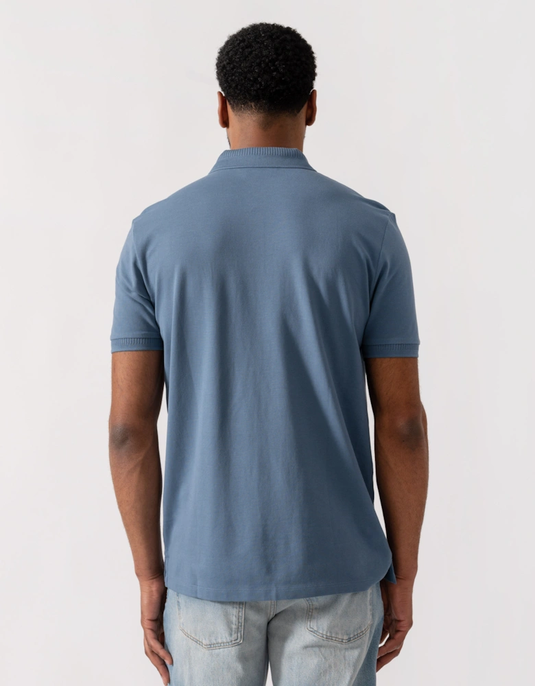 HUGO Dereso222 Mens Cotton Piqué Slim-Fit Polo Shirt with Logo Label - Open Blue 496