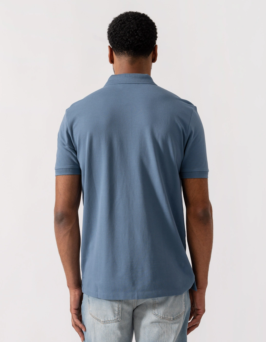 HUGO Dereso222 Mens Cotton Piqué Slim-Fit Polo Shirt with Logo Label - Open Blue 496