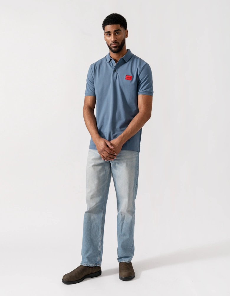 HUGO Dereso222 Mens Cotton Piqué Slim-Fit Polo Shirt with Logo Label - Open Blue 496