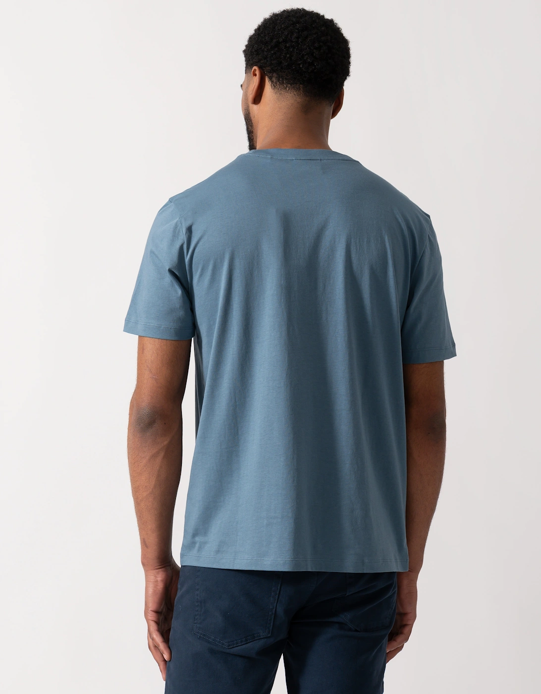 HUGO Dero222 Cotton-Jersey T-Shirt with Logo Print - Open Blue 496