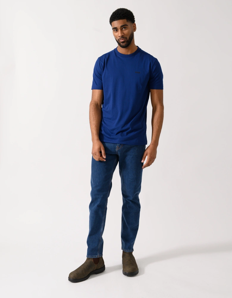 BOSS Green Tee Mens Stretch Cotton T-Shirt with Contrast Logo - Navy 419