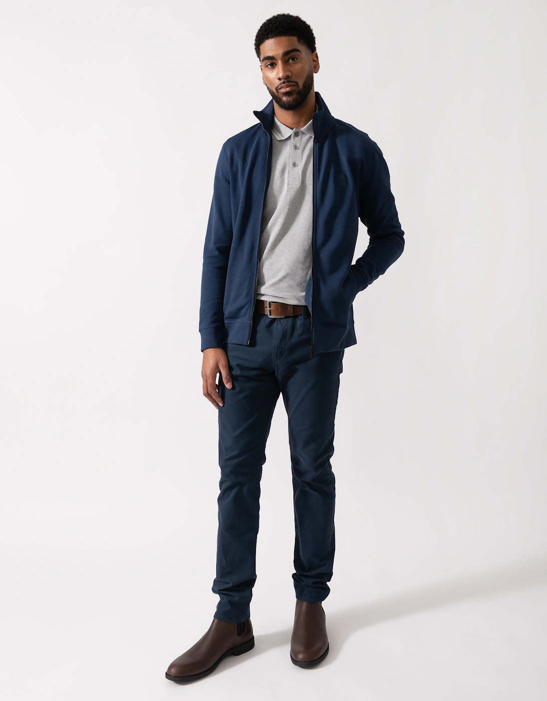 BOSS Orange Zestart Mens Full Zip Sweatshirt - Open Blue 464