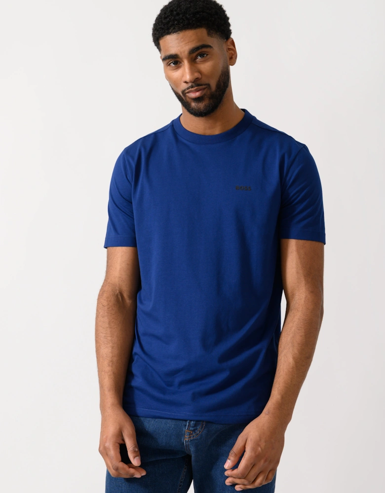 BOSS Green Tee Mens Stretch Cotton T-Shirt with Contrast Logo - Navy 419