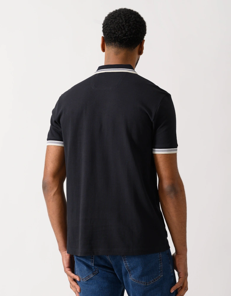 BOSS Green Paddy Mens Cotton-Piqué Polo Shirt with Contrast Logo - Medium Blue 426