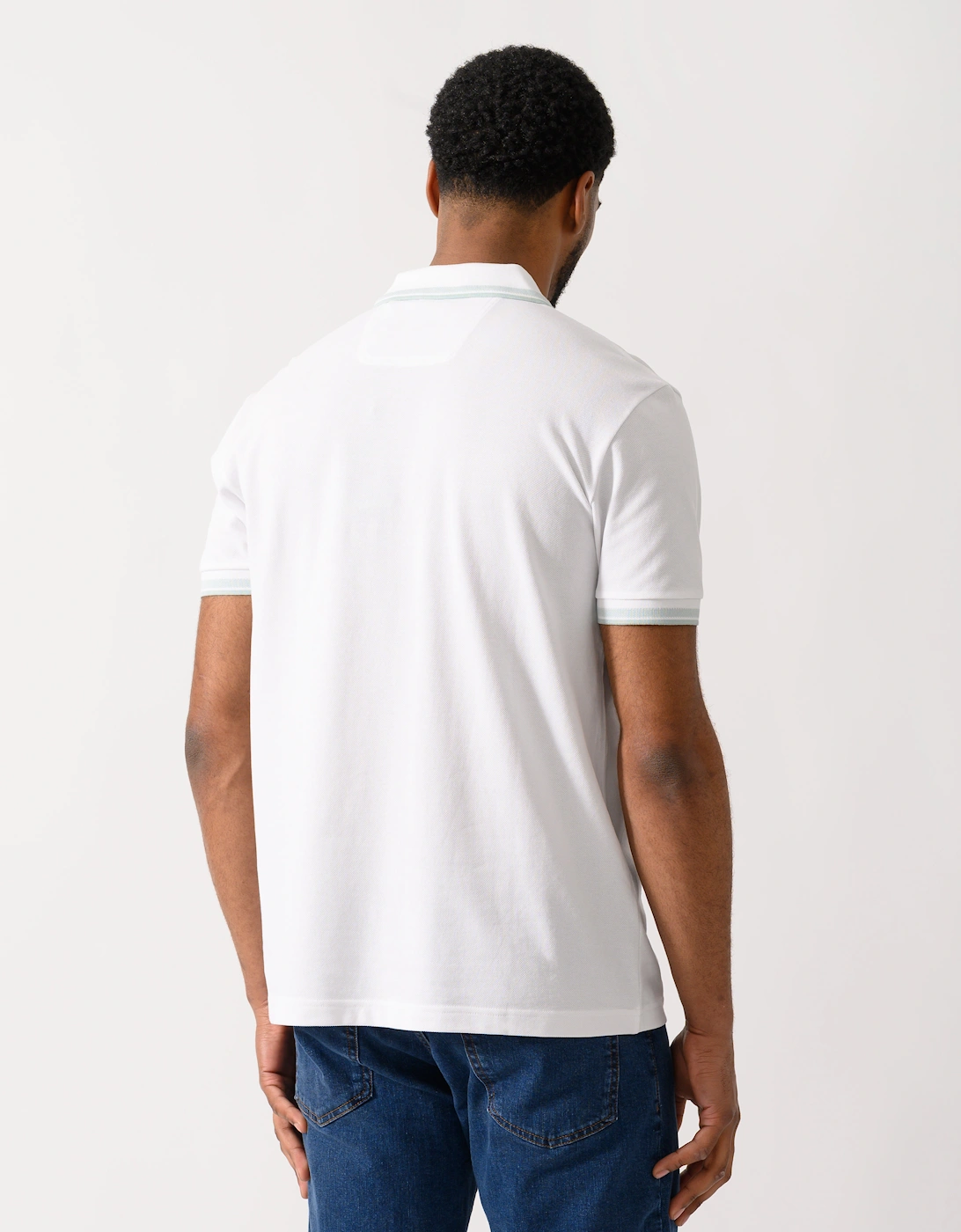 BOSS Green Paddy Mens Cotton-Piqué Polo Shirt with Contrast Logo - Open White 114