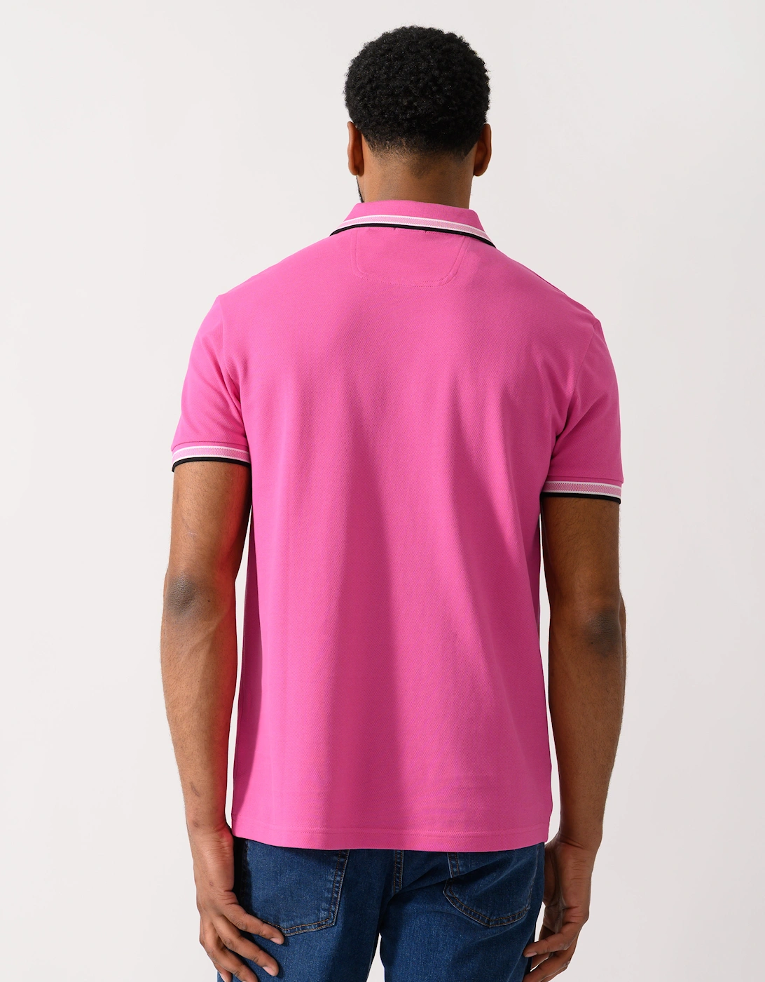 BOSS Green Paddy Mens Cotton-Piqué Polo Shirt with Contrast Logo - Bright Pink 671