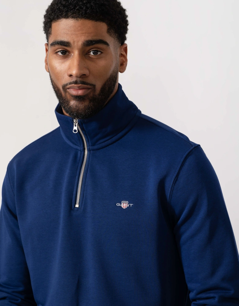Mens Regular Fit Shield Logo Half Zip Sweatshirt - 432 Rich Navy
