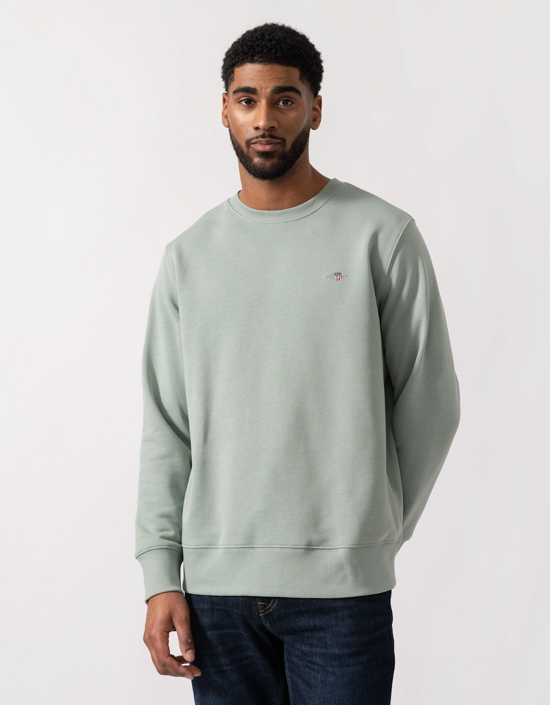 Gant Men's Ceramic Grey Regular Fit Shield Logo Crew Neck Sweatshirt - 10  Xxl