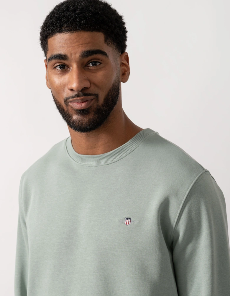 Mens Regular Fit Shield Logo Crew Neck Sweatshirt - 10 Ceramic Grey