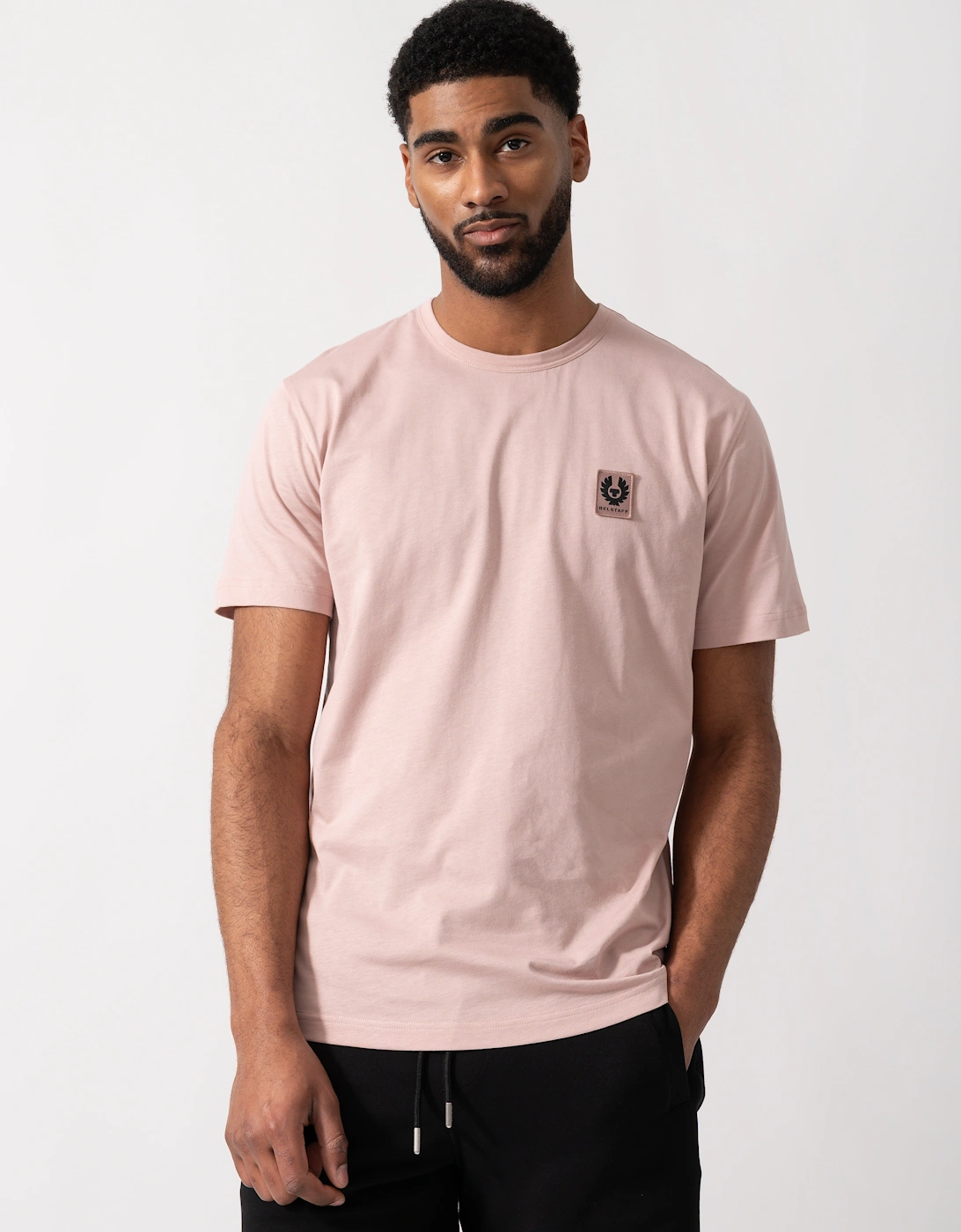 Belstaff Men's Pink Short Sleeved Logo Patch T-Shirt - Dusk - Size: 40
