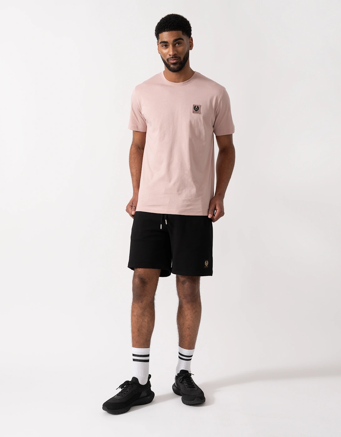 Short Sleeved Mens Logo Patch T-Shirt  - Dusk Pink