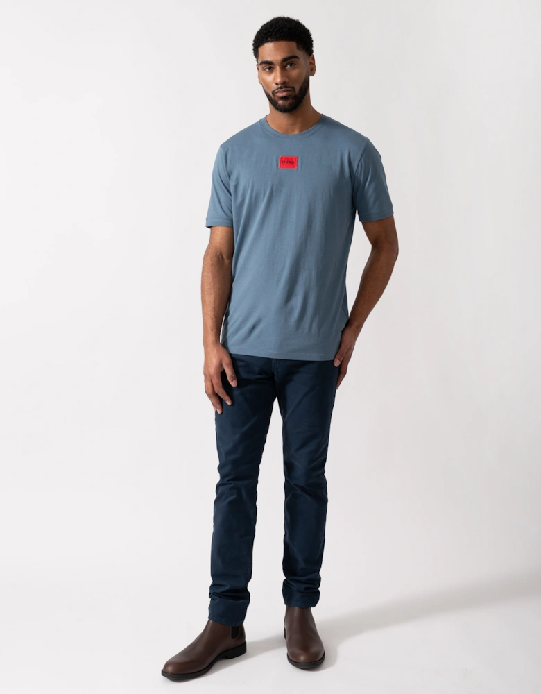 HUGO Mens Diragolino212 Label Logo T-Shirt - Open Blue 496