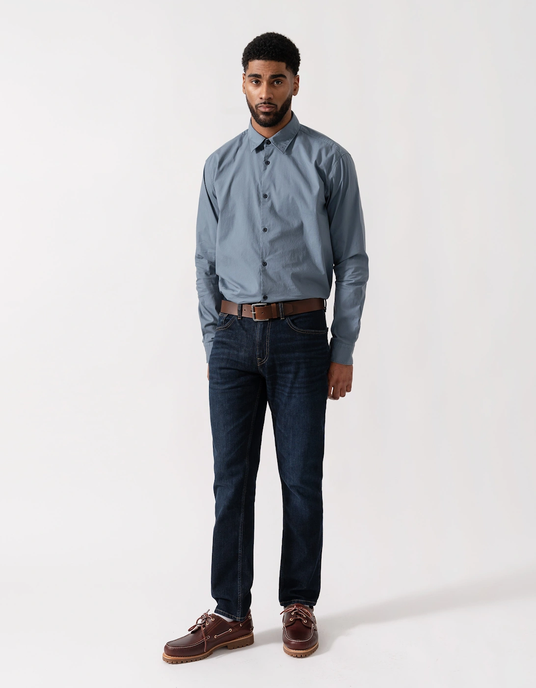 HUGO Ermo Slim-Fit Shirt in Stretch-Cotton Canvas - Open Blue 496