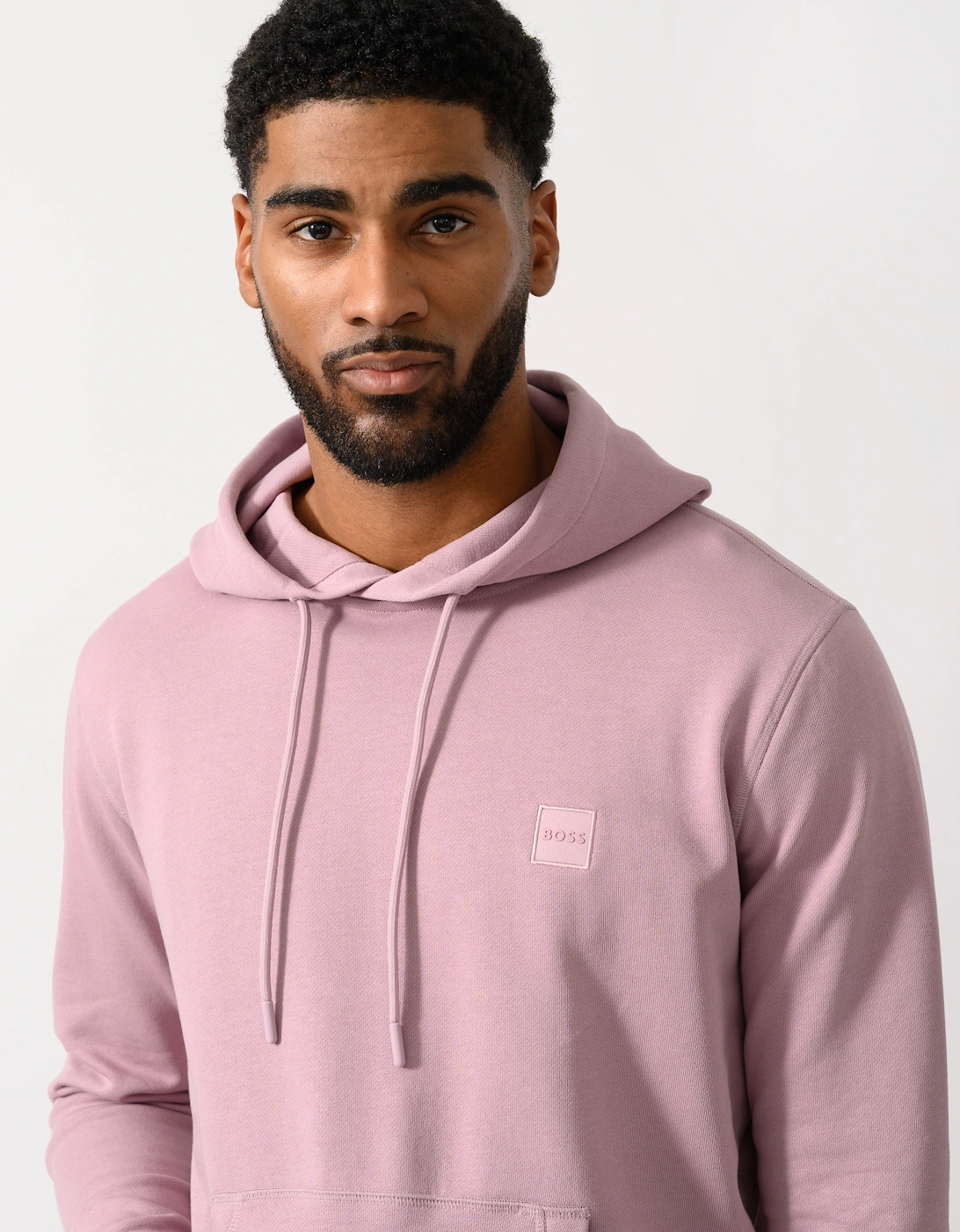 BOSS Orange Wetalk Mens Pullover Hoodie With Logo Patch - Light/Pastel Purple 539