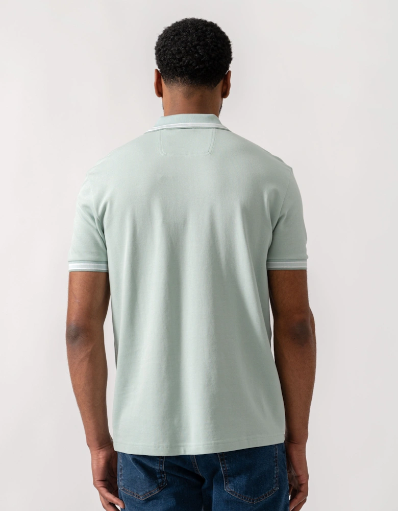 BOSS Green Mens Paddy Cotton-Piqué Polo Shirt with Contrast Logo - Turquoise/Aqua 448