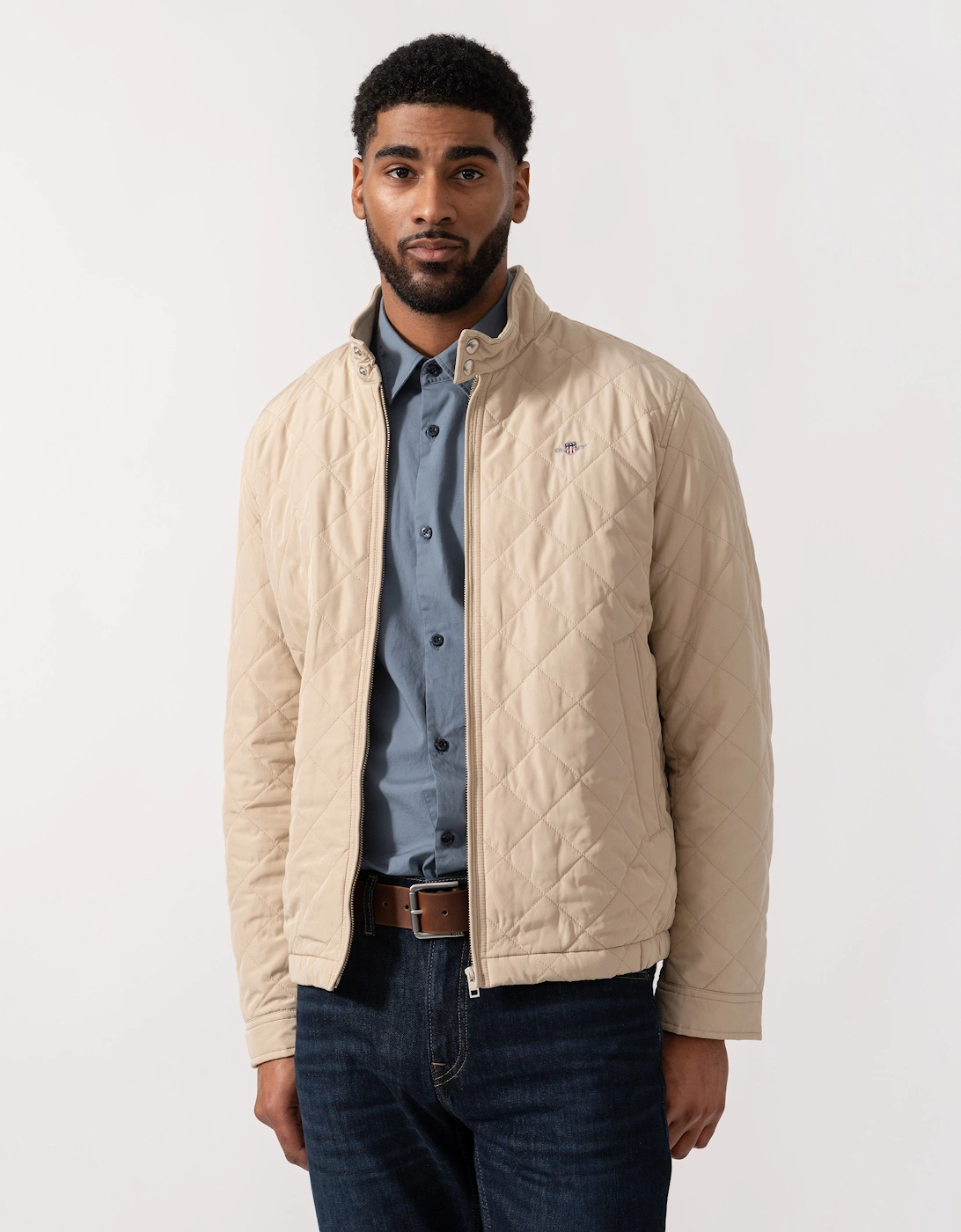 Mens Quilted Windcheater Jacket - 200 Oat Beige, 6 of 5