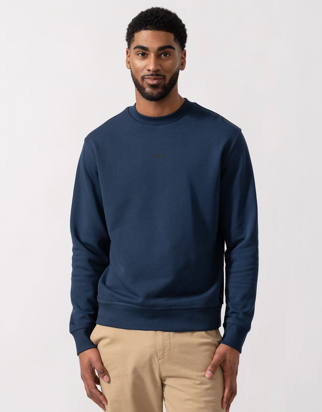 Hugo Boss Men's Navy Boss Orange Wesmall Crew Sweatshirt - Open Blue 464  42 Xl