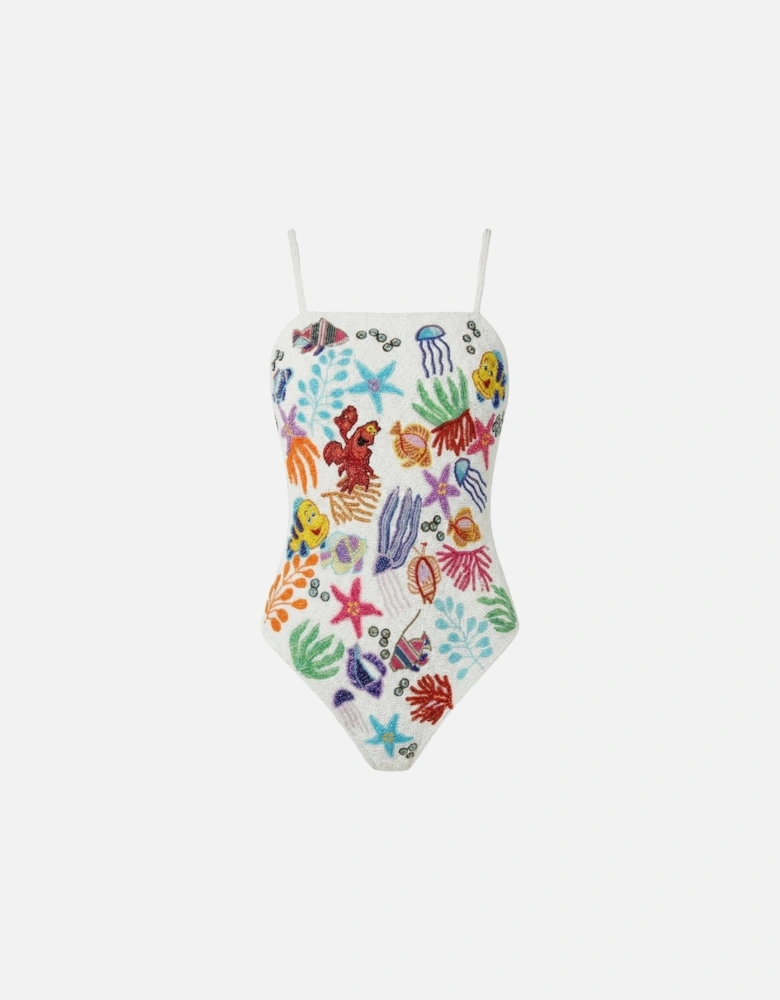 Disney | Fully Hand Beaded Attina White Swimsuit