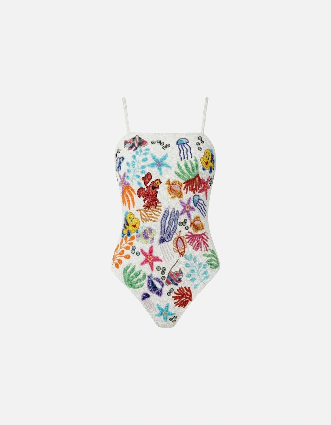 Disney | Fully Hand Beaded Attina White Swimsuit