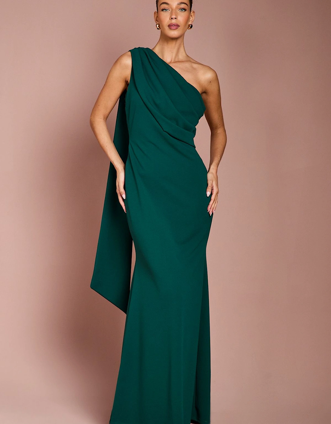 One Shoulder Stretch Crepe Maxi Dress, 2 of 1