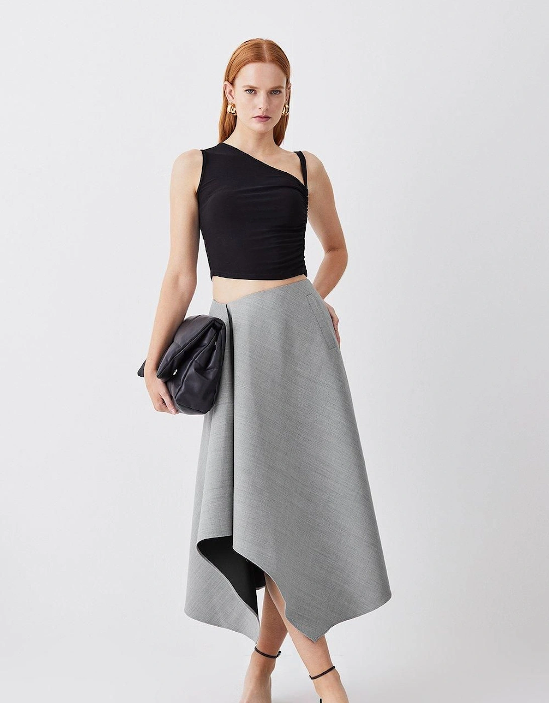 Asymmetric Wool Flannel Midi Full Skirt, 2 of 1