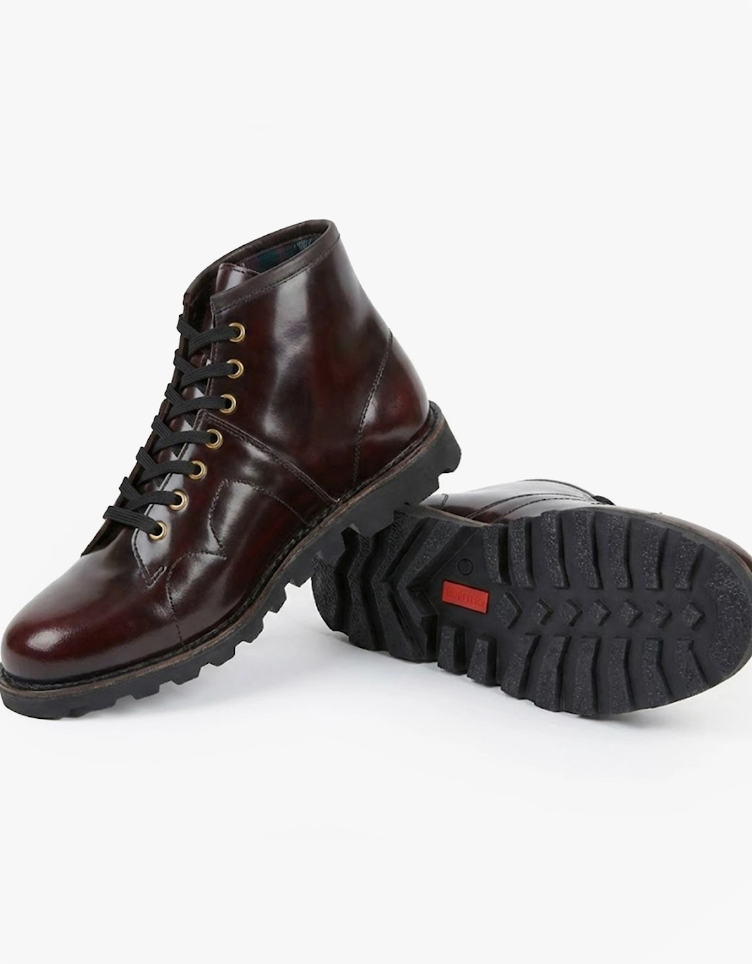 Grafters Mens Leather Monkey Boots Brush-Off Bordeaux