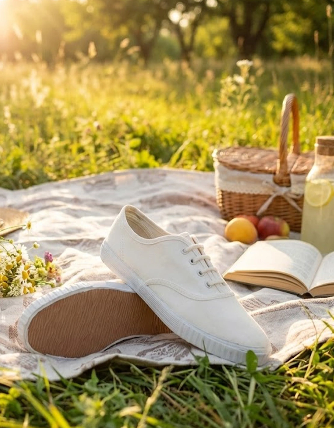 White Canvas Junior Lace Plimsoll