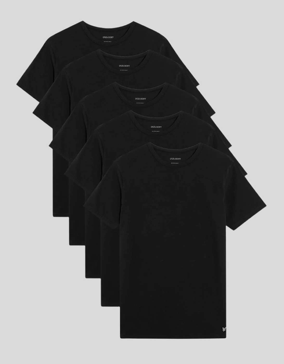 Lyle And Scott Men's Black 5-Pack Lounge T-Shirts  44 Xxl