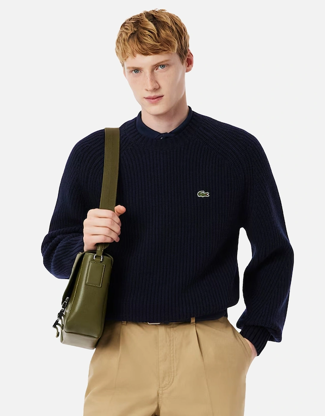 Thick Wool Crew Neck Sweater Jumper Dark Navy