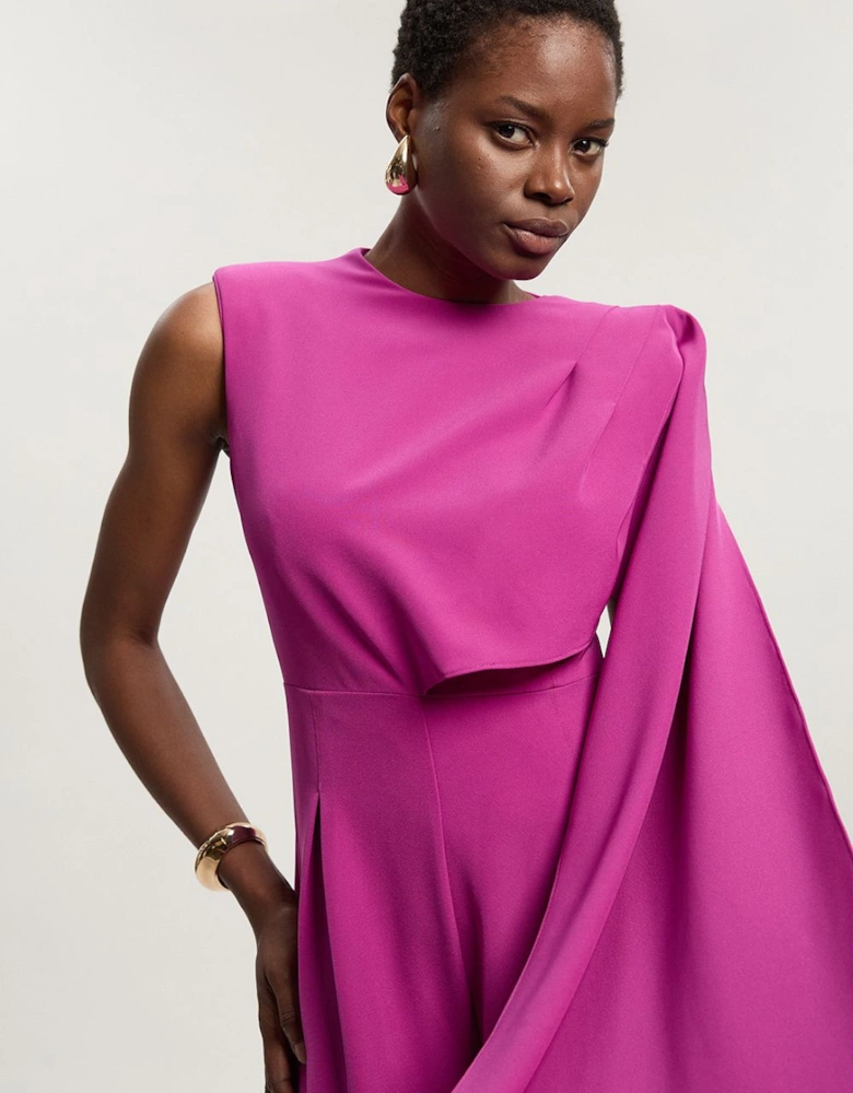 Tailored Drape Cape Wide Leg Jumpsuit