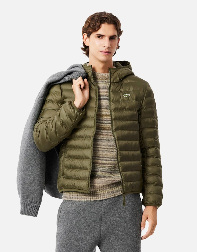 Quilted Puffer Jacket Khaki Green