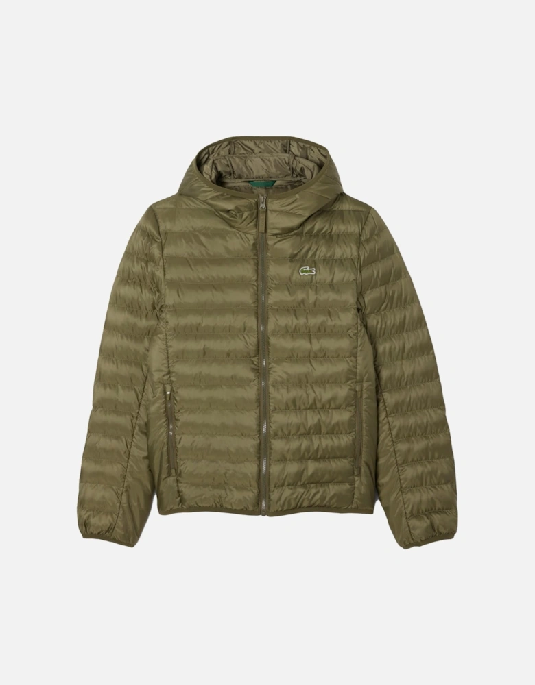 Quilted Puffer Jacket Khaki Green