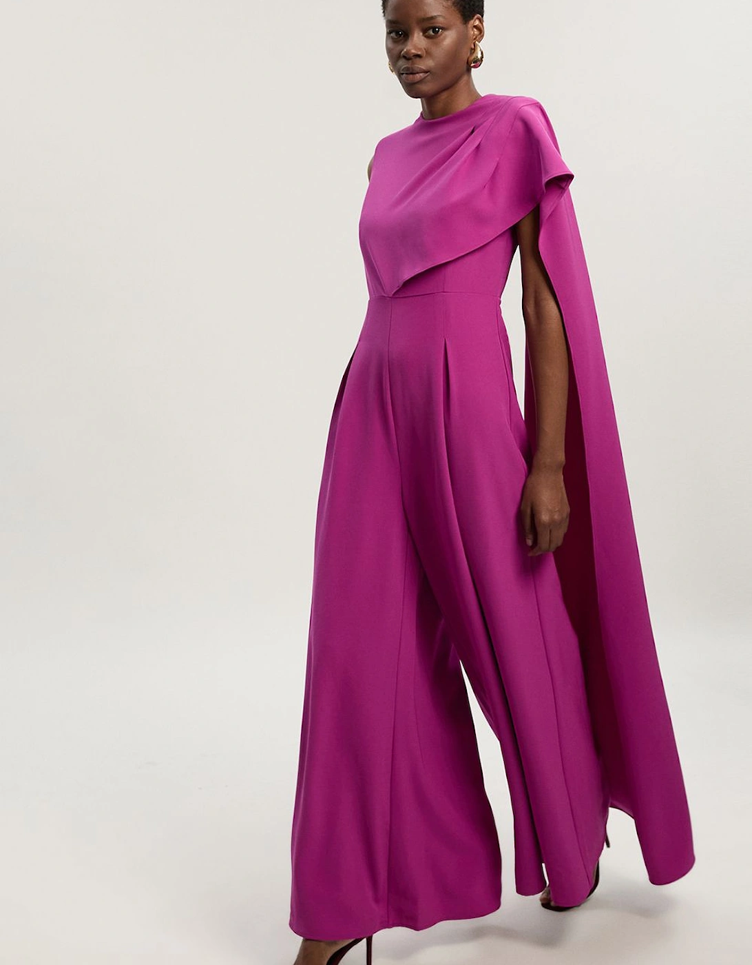 Tall Tailored Drape Cape Wide Leg Jumpsuit, 2 of 1