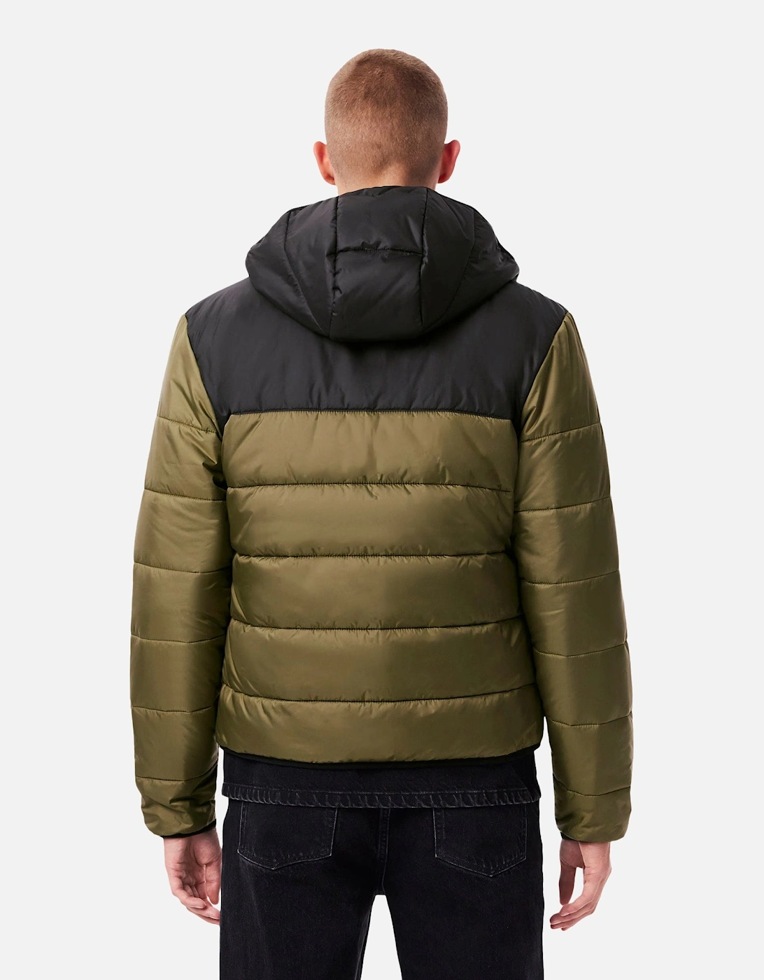 Water-Repellent Quilted Puffer Jacket Khaki Green/Black