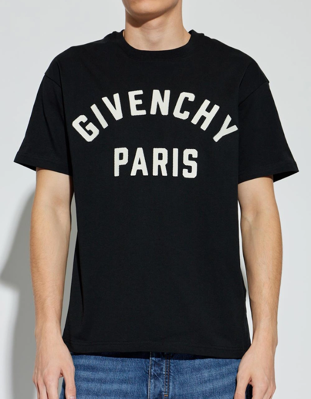 Paris Logo Embroidered T-Shirt in Black
