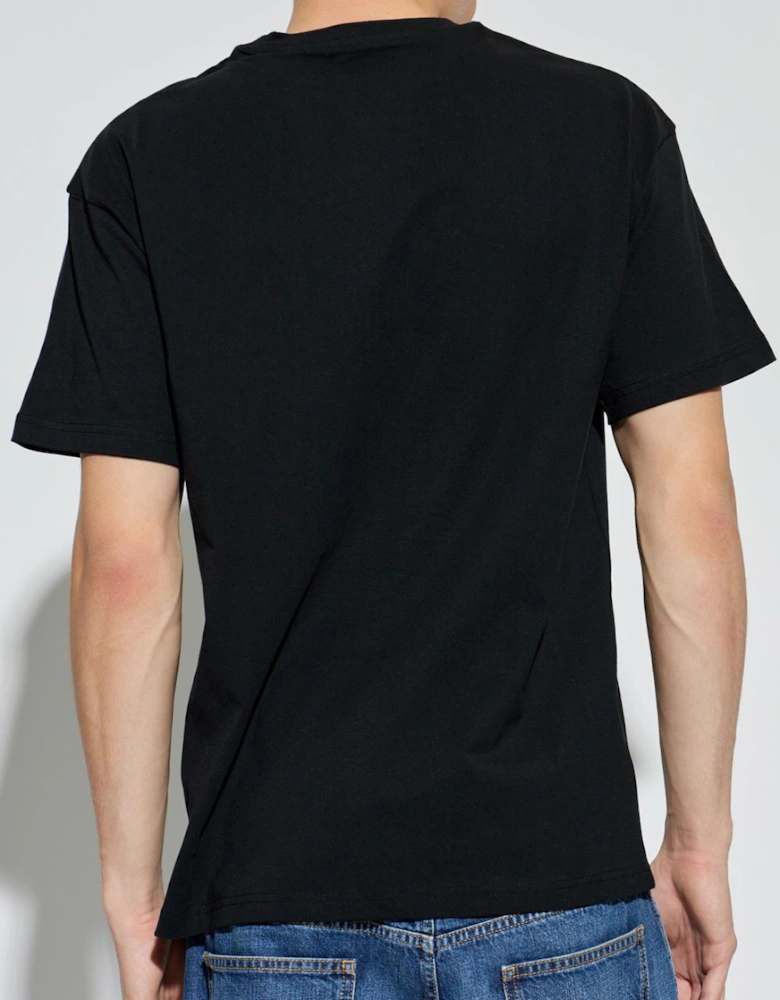 Paris Logo Embroidered T-Shirt in Black