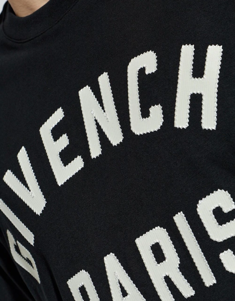 Paris Logo Embroidered T-Shirt in Black