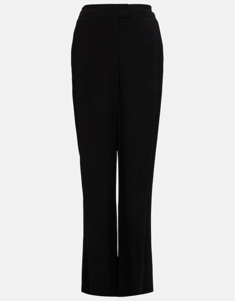 Tailored Viscose Satin Back Crepe Wide Leg Trousers