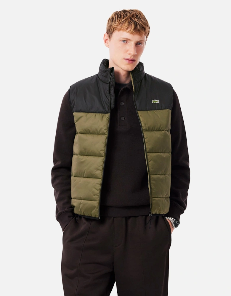 Water-Repellent Gilet Khaki Green/Black
