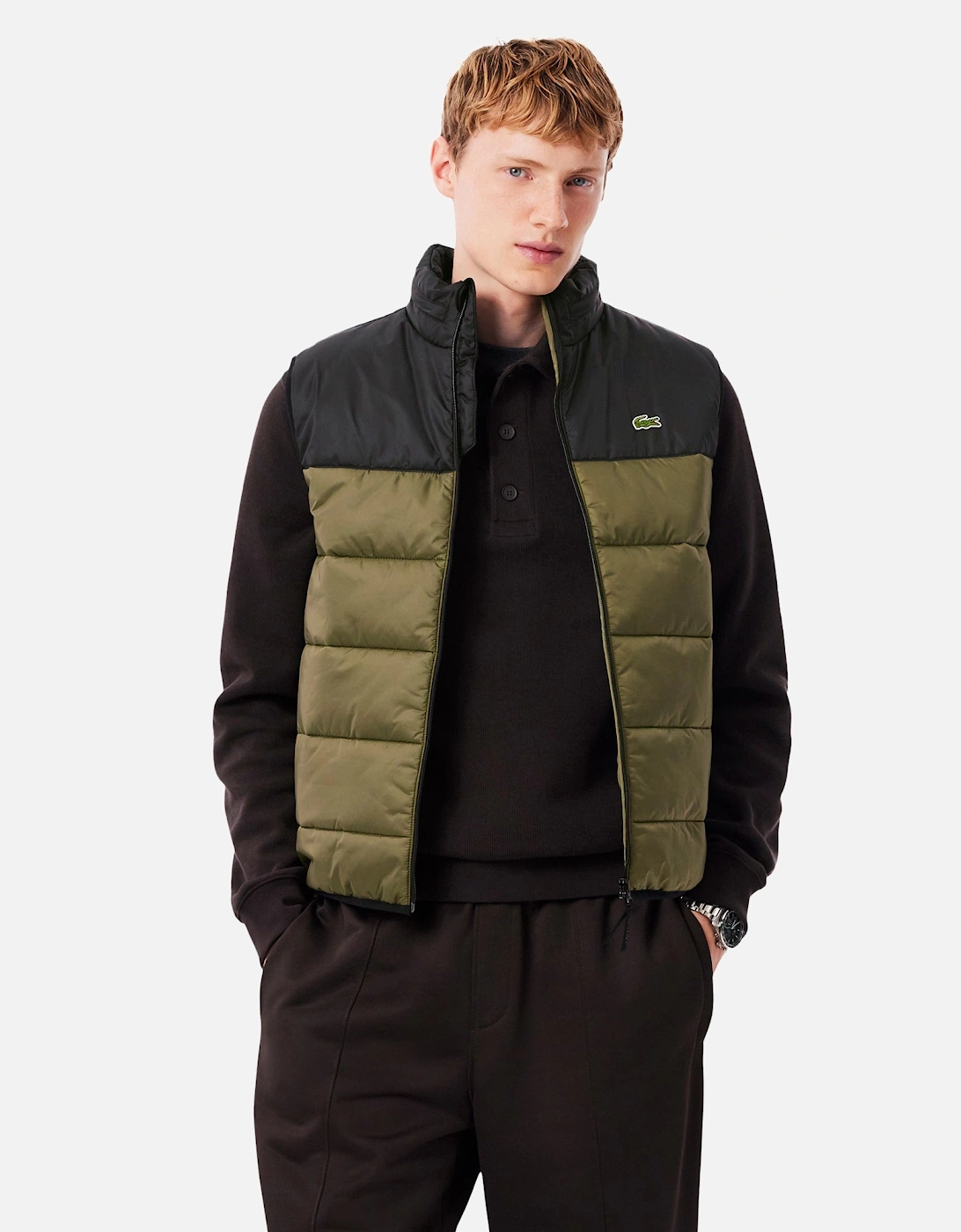 Water-Repellent Gilet Khaki Green/Black