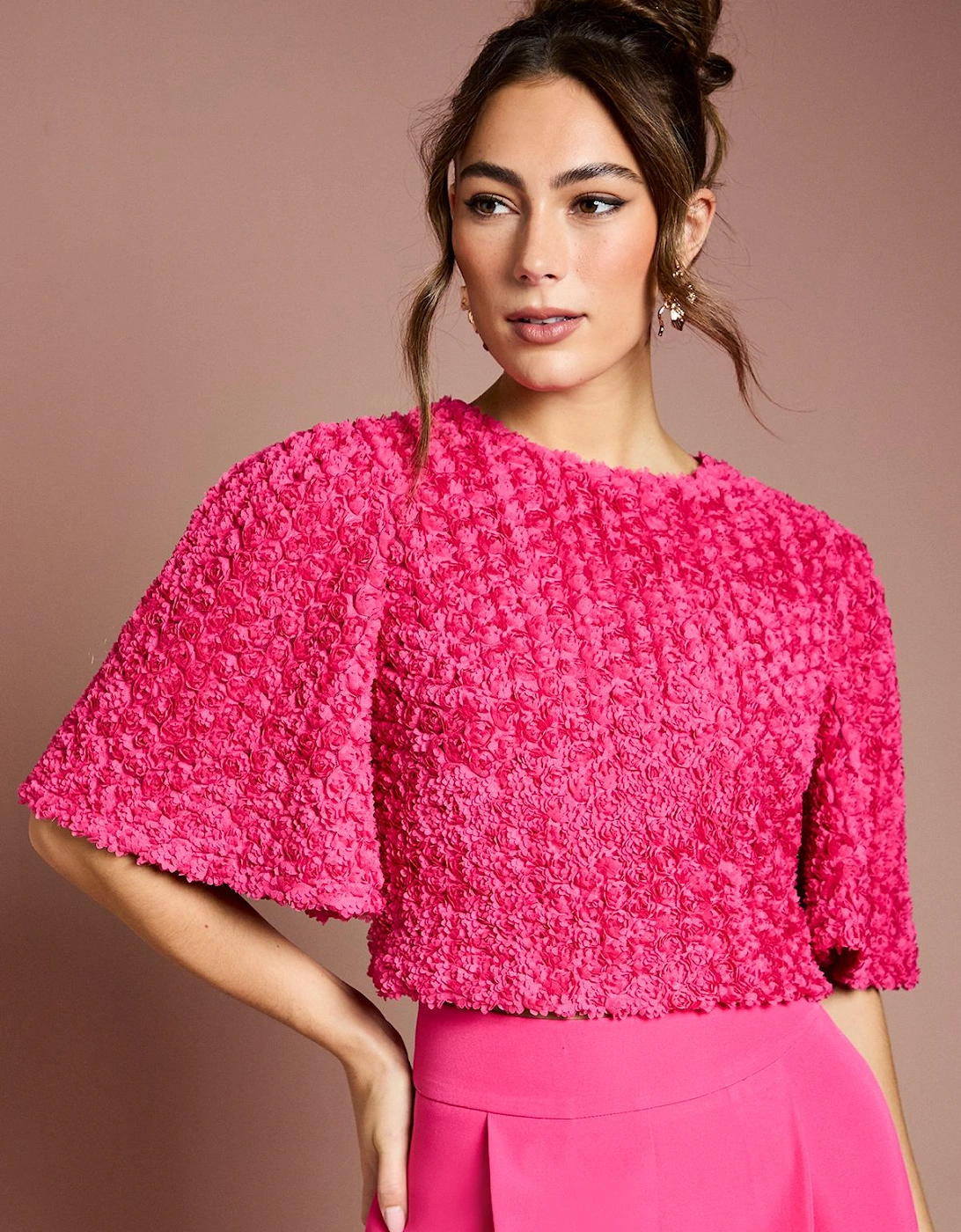 3D Floral Blouse With Organza Tie, 2 of 1