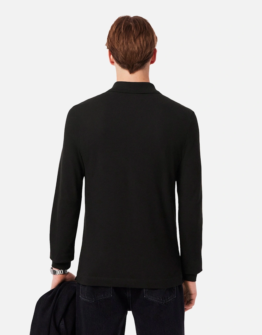 Slim Fit Long Sleeve Polo Shirt Black