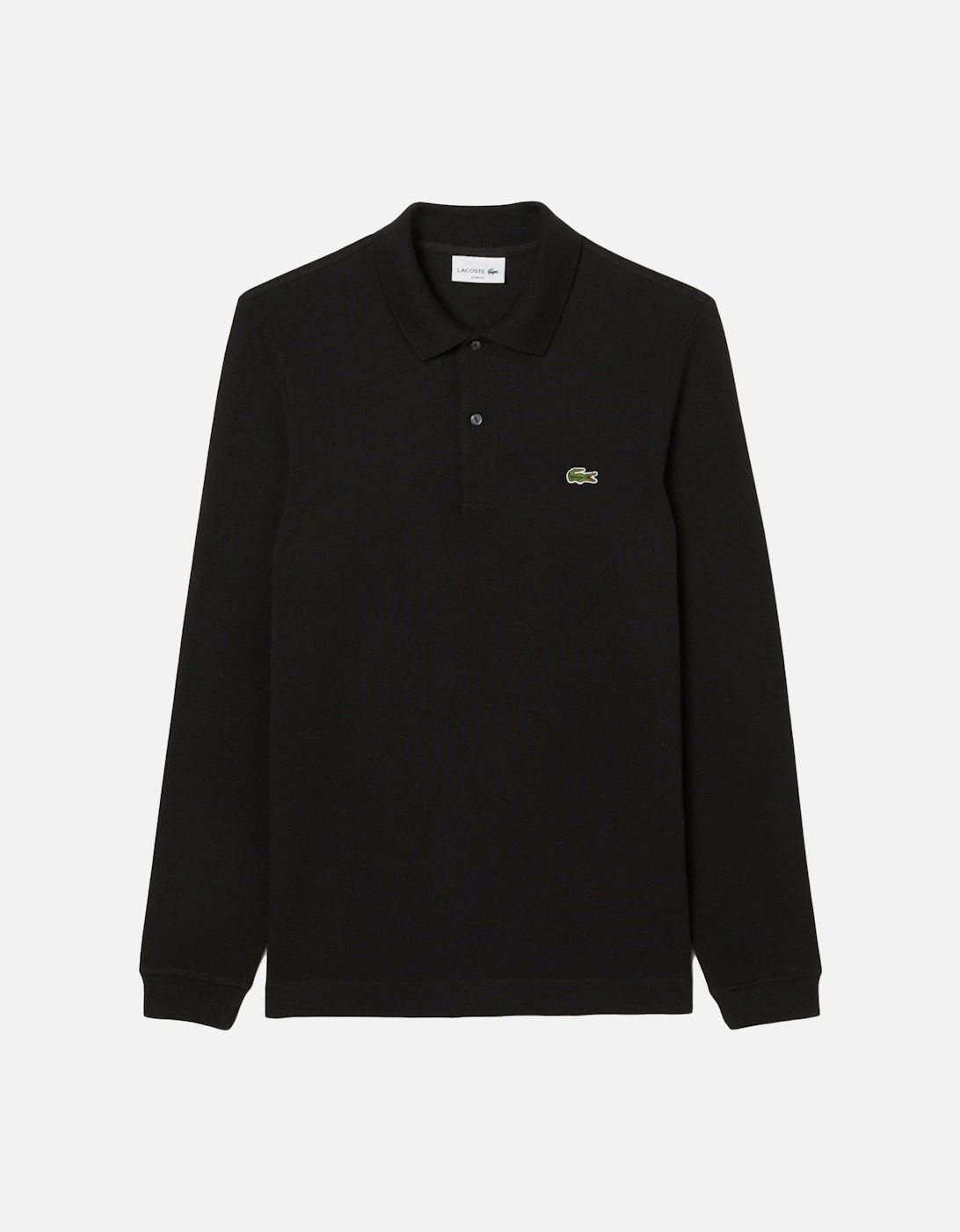 Slim Fit Long Sleeve Polo Shirt Black, 4 of 3