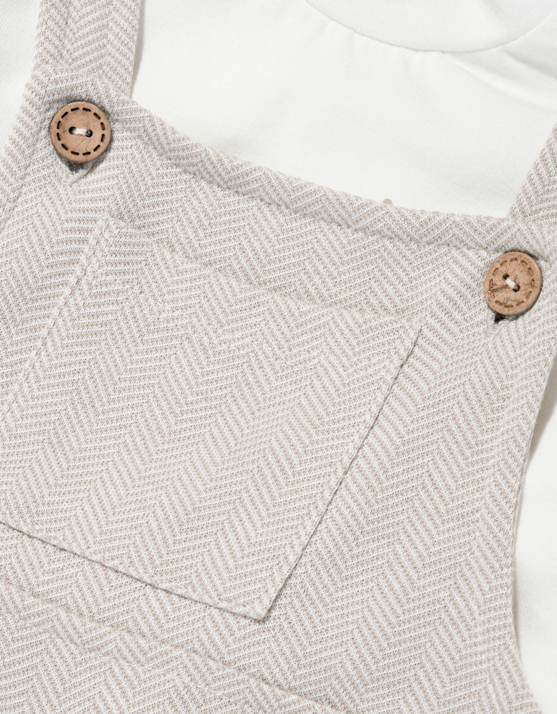 Baby Dungaree and T-Shirt Set in Beige
